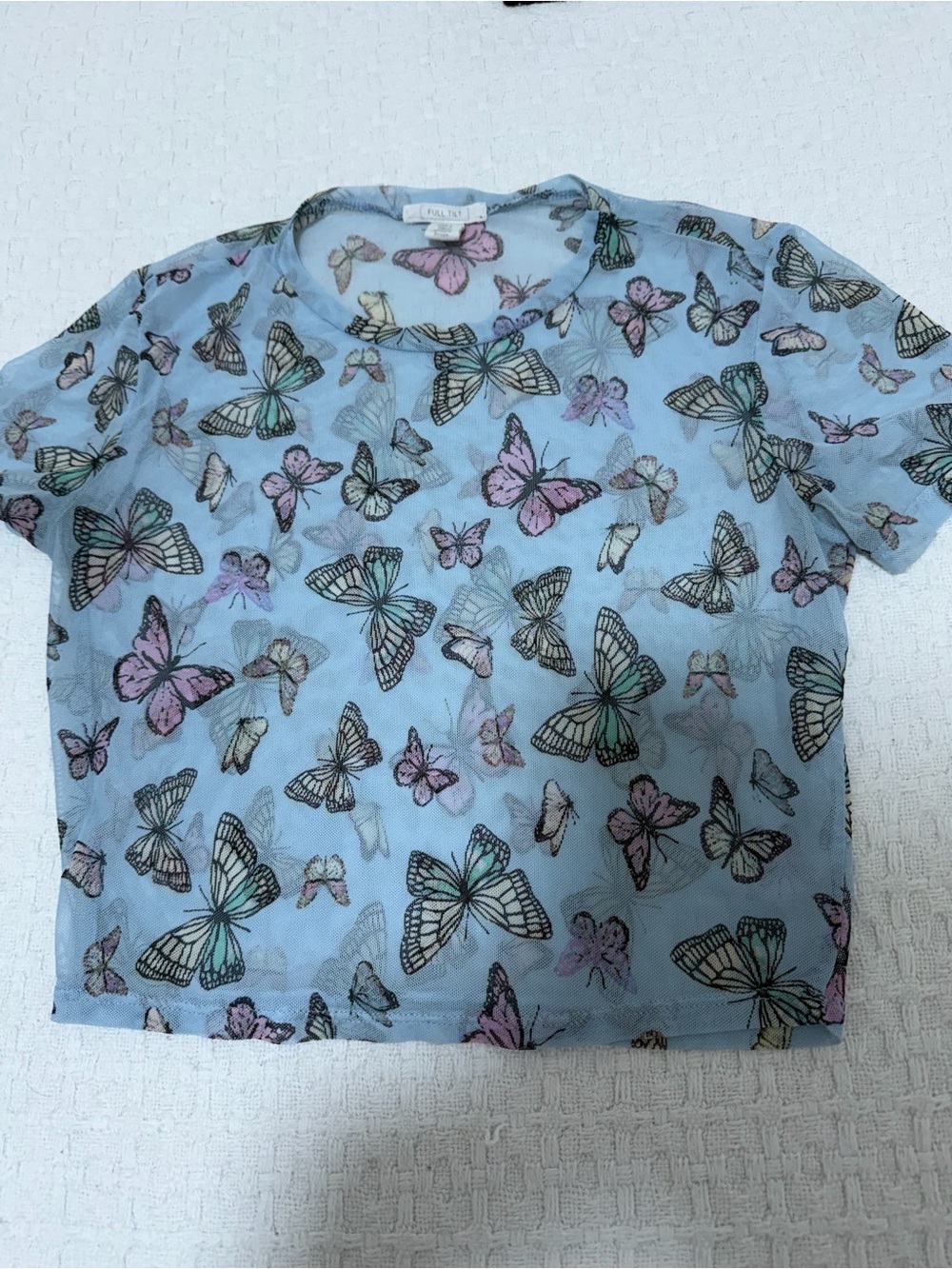 Full Tilt Light Blue Butterfly Short Sleeve Tee